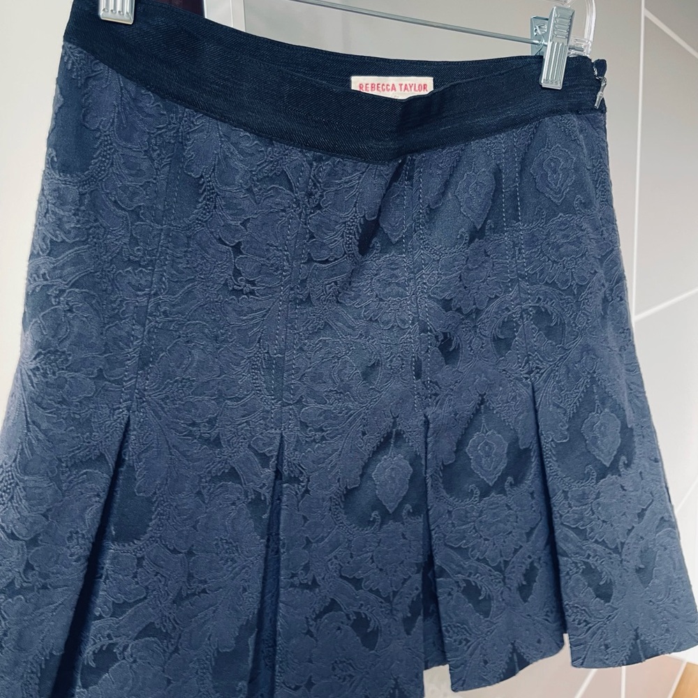 Rebecca Taylor Navy Brocade Skirt size 2